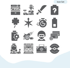 Simple set of guns related filled icons.