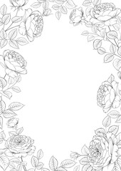 Fototapeta premium Invitation card with blossom flower frame. Vector illustration.