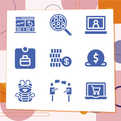 Simple set of 9 icons related to fortune