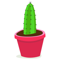 Cactus in red pot; home potted plant; vector illustration. - 412144507
