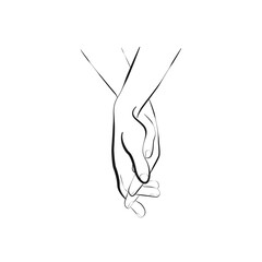 Hands Holding Single Line Art Drawing. Minimal One Line Illustration. Hands Gesture Continuous Line Drawing. Modern Minimalist Contour Illustration. Vector EPS 10.