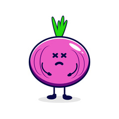 Onion sad cute character illustration