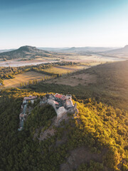 Naklejka premium Beautiful aerial view of Szigliget near Balaton
