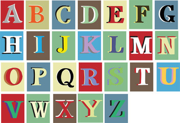 Colorful kids english alphabet - classic english vector font