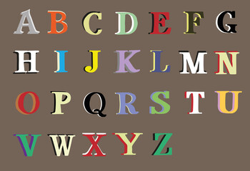 Colorful kids english alphabet - classic english vector font