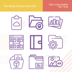 Simple set of blue book related lineal icons.