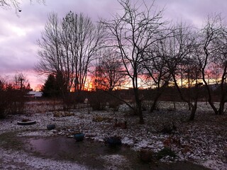 autumn evening in the Russian village the departing sun