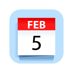 February 5. Calendar Icon. Vector Illustration.