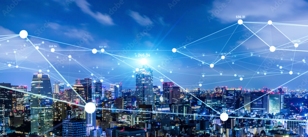 Aufkleber 都市とネットワーク　スマートシティー　iot