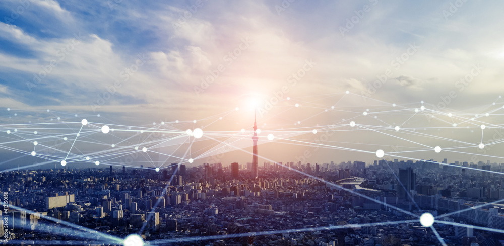 Aufkleber 都市とネットワーク　スマートシティー　iot
