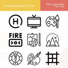 Simple set of squares related lineal icons.