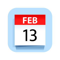 February 13. Calendar Icon. Vector Illustration.