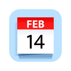 February 14. Calendar Icon. Vector Illustration.