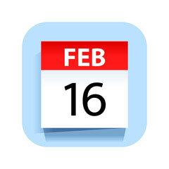 February 16. Calendar Icon. Vector Illustration.