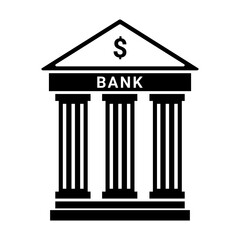 Bank building facade. Bank isolated vector icon. Blue with column. Classic court illustration.