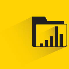 folder data analytics bar graph drop shadow on yellow background