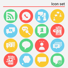 16 pack of interrupted  filled web icons set
