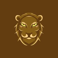 vector logo illustration of a tiger head with angry gaze