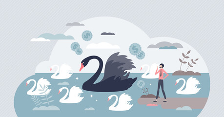 Black swan outlier as negative global financial effect tiny person concept