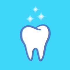 Simple colorful logo, shining tooth. Healthy and clean. Logo for dentistry.