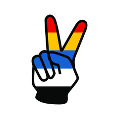 Vector illustration of the V-sing filled with he first Chinese Republic national flag (1912-1928) on white background. ‘Five Races Under One Union’ flag.