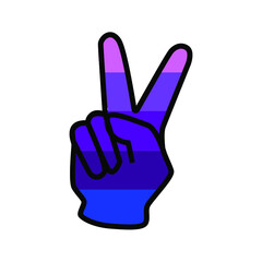 Vector illustration of the V-sing filled with an alternate Transgender pride flag on white background.