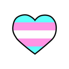 Vector illustration of the heart filled with the Transgender pride flag on white background.