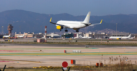 Fototapeta premium passenger plane lands at airport