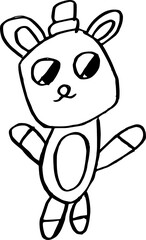 Funny and happy childerens style drawing in black ink - bear