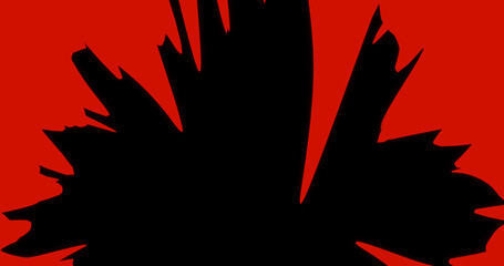 Render with a scary abstract from a flowing red background