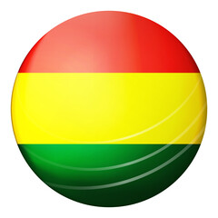 Glass light ball with flag of Bolivia. Round sphere, template icon. National symbol. Glossy realistic ball, 3D abstract vector illustration highlighted on a white background. Big bubble.