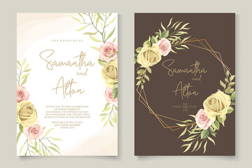 Beautiful hand drawing wedding invitation with floral design