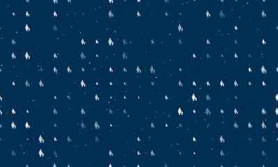 Seamless background pattern of evenly spaced white woman with child symbols of different sizes and opacity. Vector illustration on dark blue background with stars