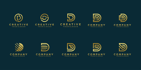 Set of creative monogram letter d logo design template with circle style Premium Vector - obrazy, fototapety, plakaty