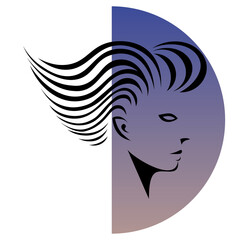 abstract profile of woman face with short hair