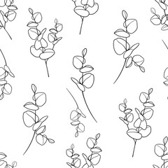 Eucalyptus seamless pattern on white, Eucalyptus Background for gift paper, Eucalyptus branch