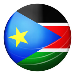 Glass light ball with flag of South Sudan. Round sphere, template icon. Sudanese national symbol. Glossy realistic ball, 3D abstract vector illustration highlighted on a white background. Big bubble.