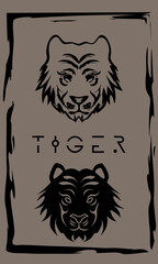 drawing of tiger in primitive ancient style, year of tiger