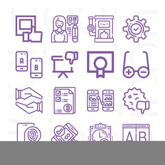 16 pack of validation  lineal web icons set