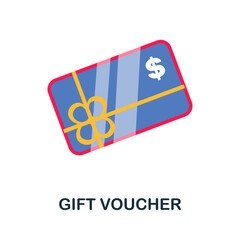 Gift Voucher flat icon. Color simple element from customer loyalty collection. Creative Gift Voucher icon for web design, templates, infographics and more