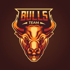 Bull head mascot logo template for esport and sport team or business, brand