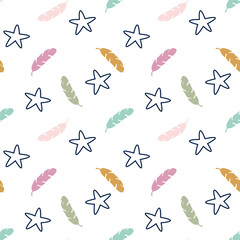 Seamless pattern with colorful hand drawn stars. Abstract background in boho style. Great for fabrics, textiles, apparel. Vector illustration