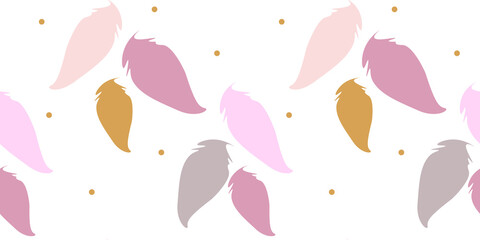 Naklejka premium Seamless pattern with colorful hand drawn feathers. Abstract background in boho style. Great for fabrics, textiles, apparel. Vector illustration