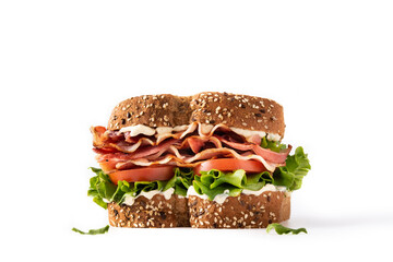 BLT sandwich with bacon,lettuce and tomato isolated on white background