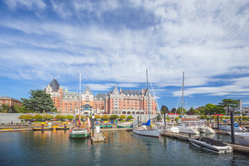 A sunny summer day at inner harbour of Victoria, capital city of British Columbia in Canada.
