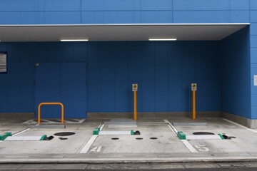 Scenery of the Japanese metered parking (Coin-operated parking).