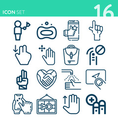 Simple set of 16 icons related to ok