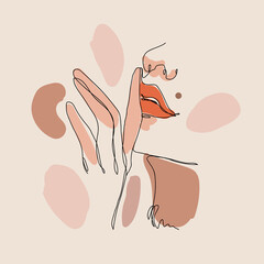 finger on lips sign continuous line modern art