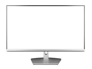Modern silver black LED computer flat screen display monitor isolated on white background. pc...