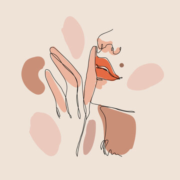 recommend clip art: finger on lips sign continuous line modern art